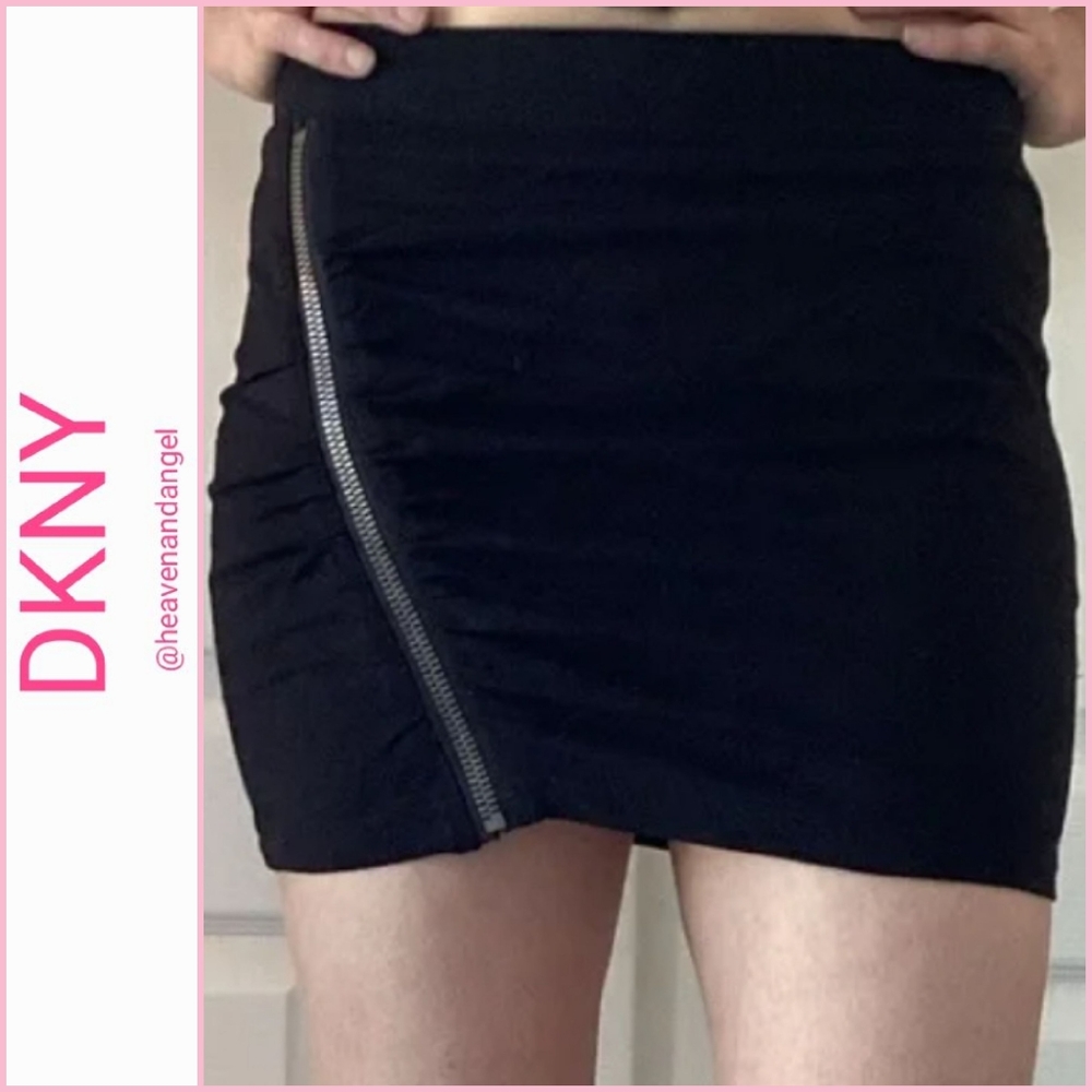 DKNY Zipper Detail Black Mini Skirt
